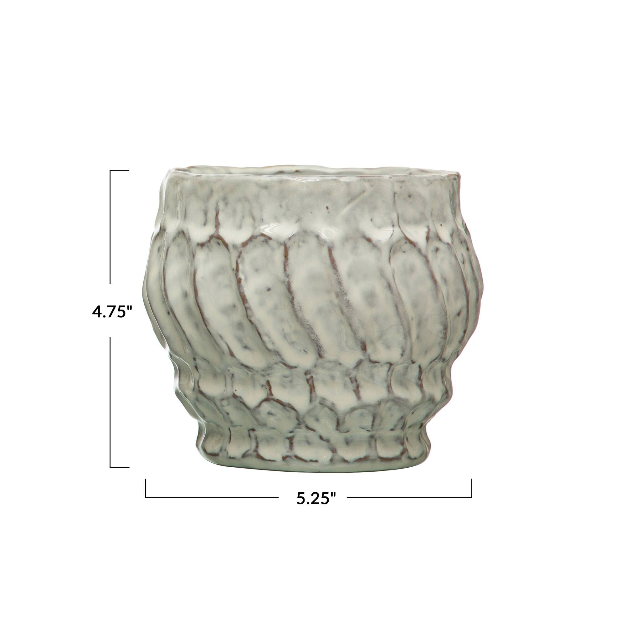 Hello Honey® 5" Ivory Embossed Stoneware Planter